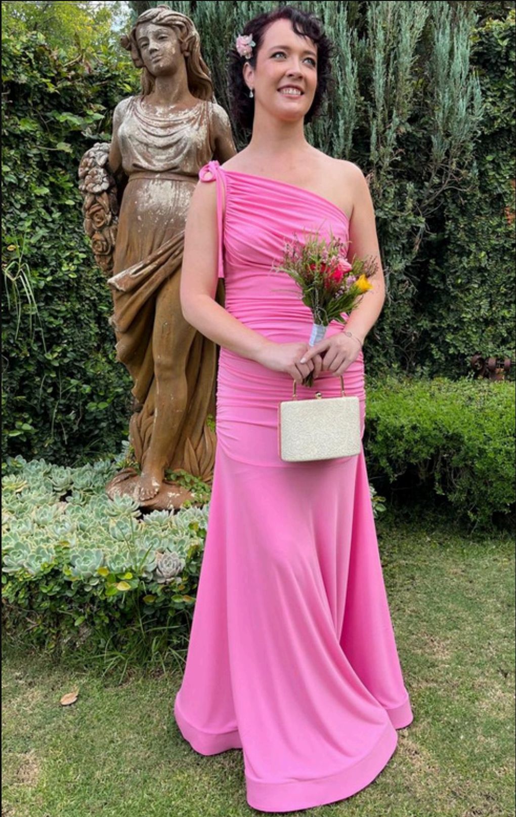 One-Shoulder Rose Gown
